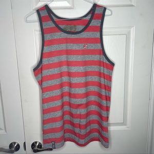 Rare Lrg Pink and Gray horizontal striped tank XL